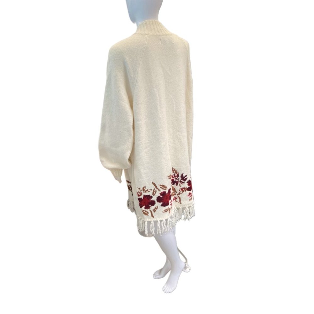 Shyanne Womens Floral Knit Cardigan Sweater With Fringe Hem XL - Picture 3 of 9